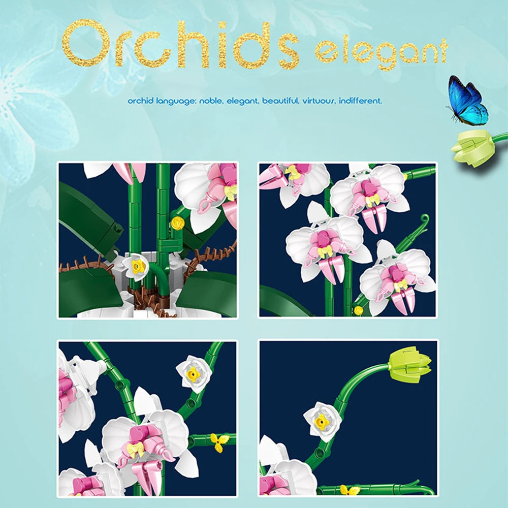 Building Blocks Orchid Flower Bouquet
