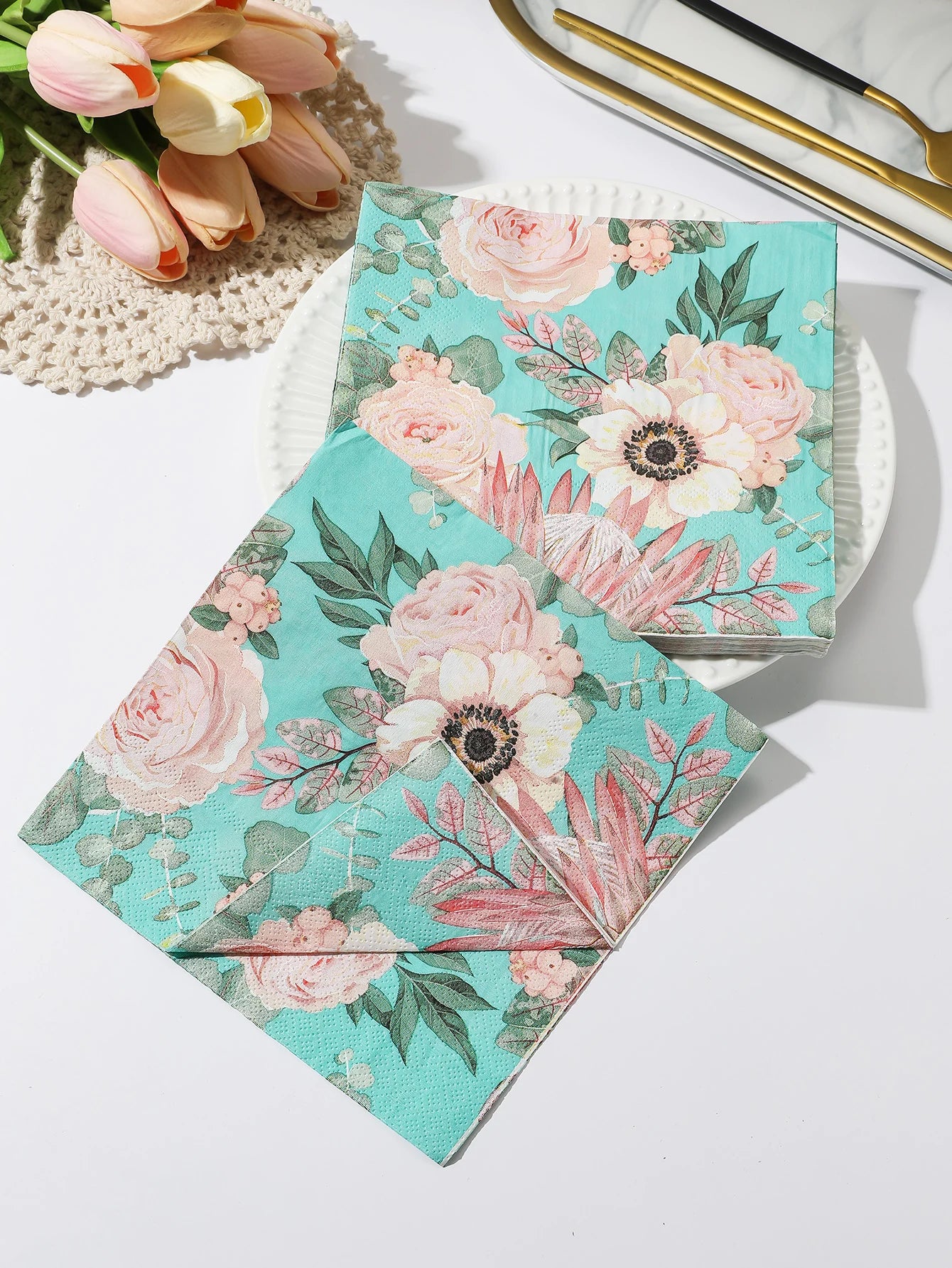 INS Style Floral Paper Napkins