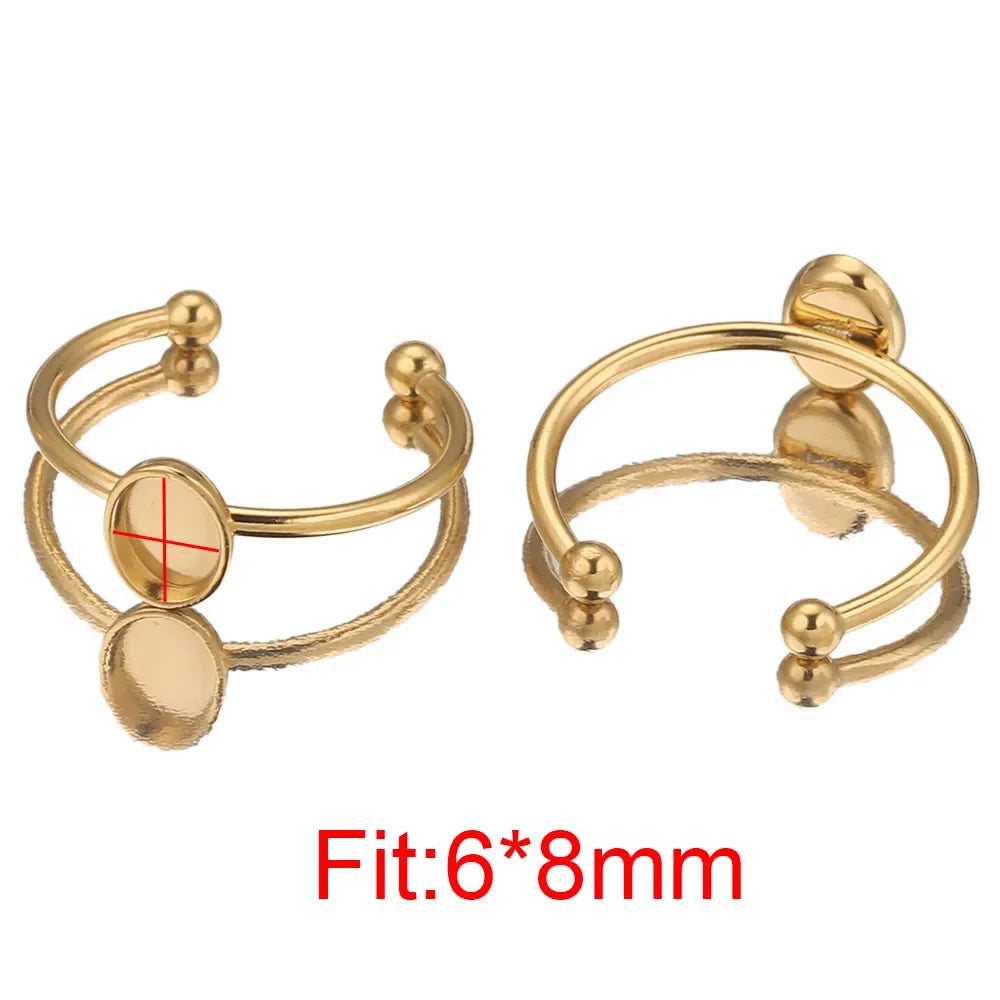 10pcs Adjustable Stainless Steel Open Ring Settings