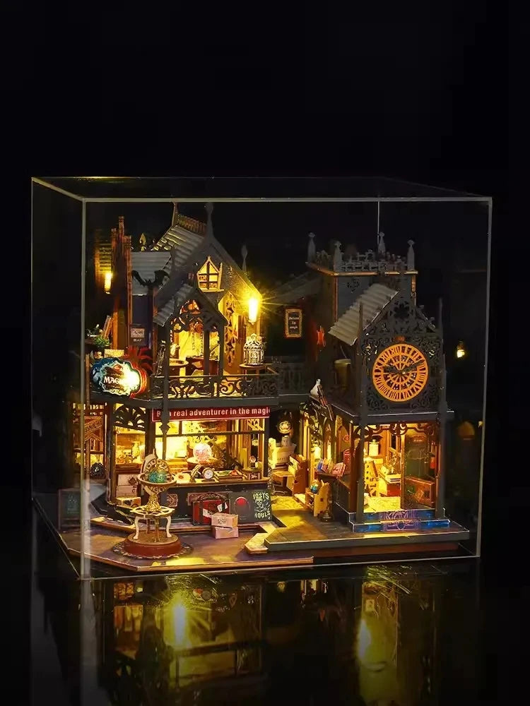 DIY Large Wooden Dollhouse with Miniature Furniture