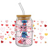 UV DTF Cup Wrap – Miniso Lovely Cartoon Stitch 3D Transfer Sticker for 16oz Libbey Glasses, Waterproof DIY Decal