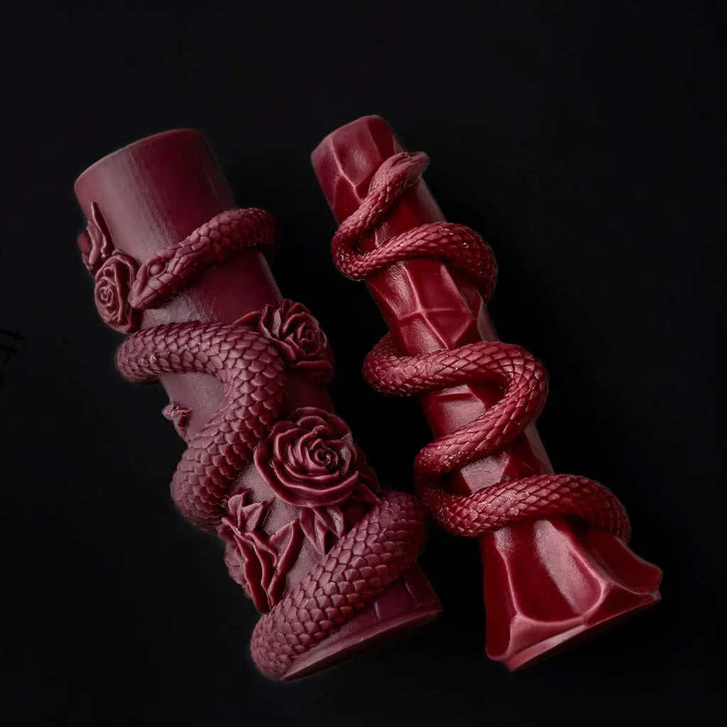 Relief Snake Pillar Candle Mold