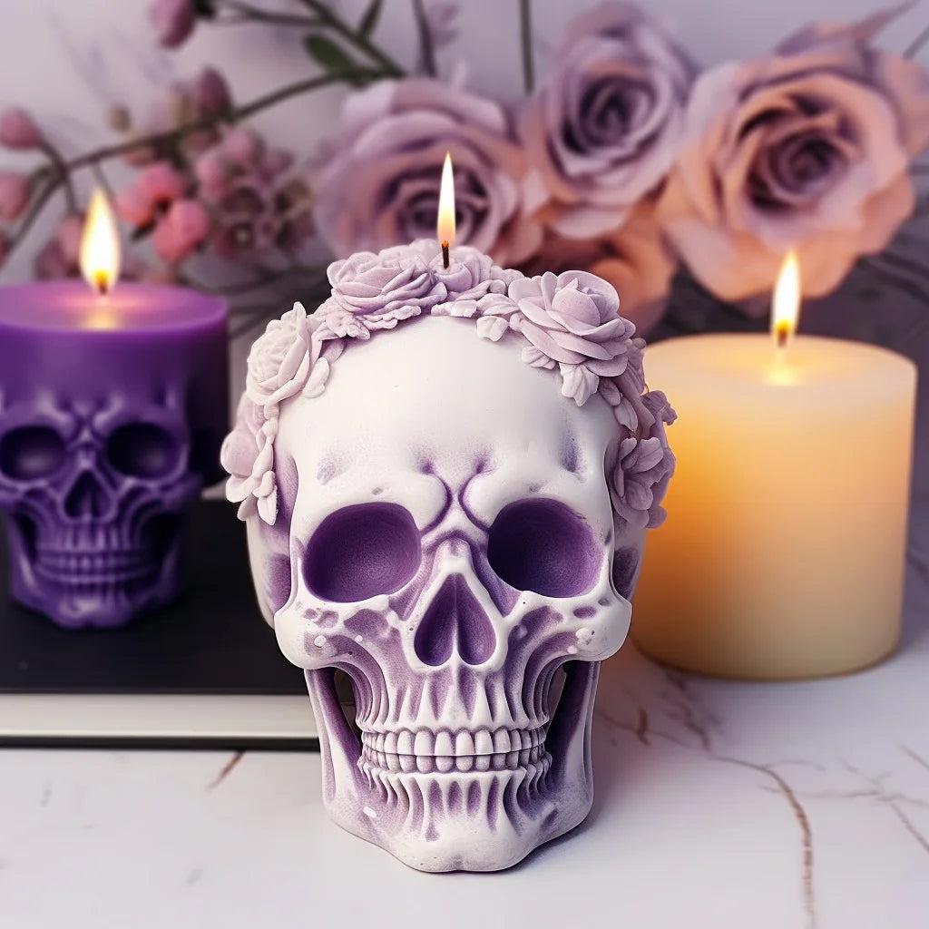 Halloween Rose Skull Candle Mold