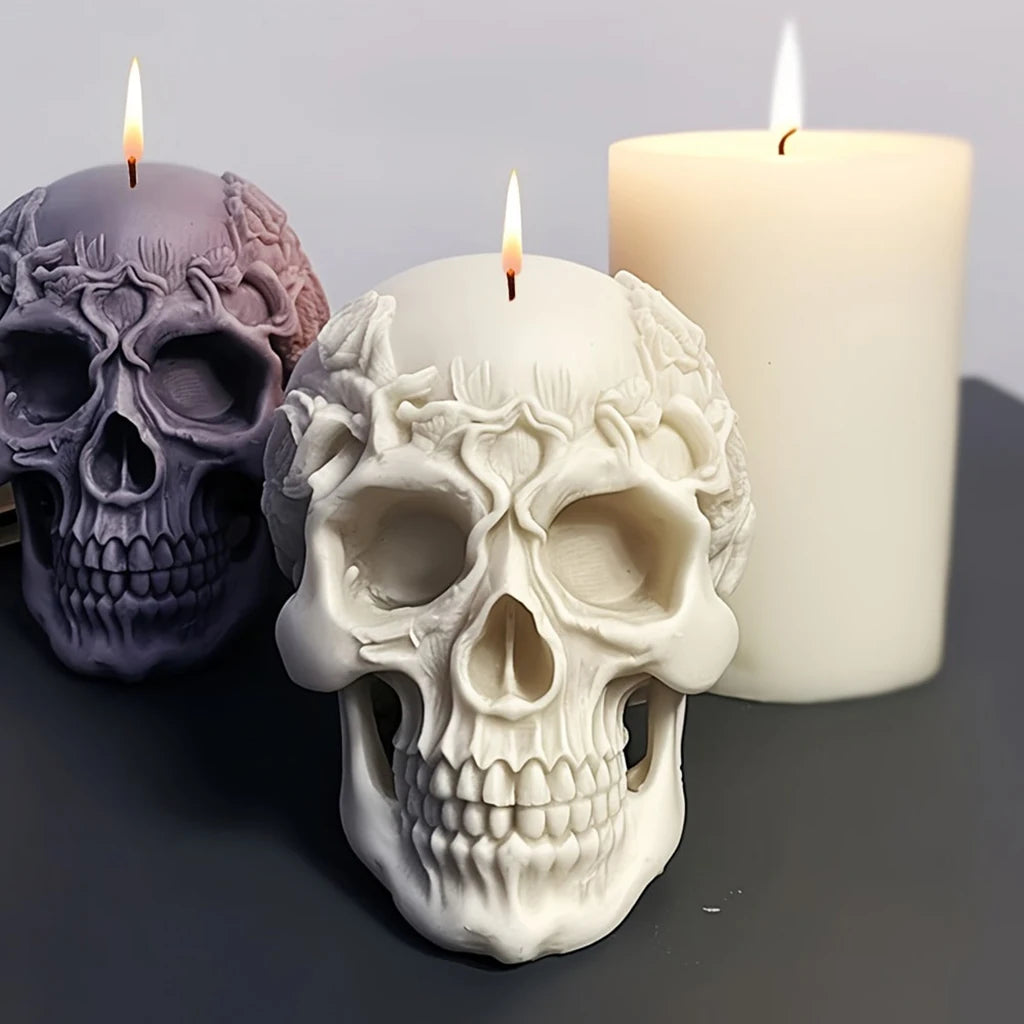 Halloween Rose Skull Candle Mold
