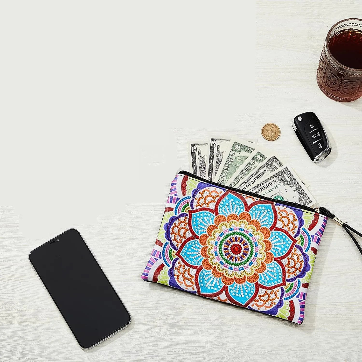 DIY Mandala Diamond Painting PU Leather Purse