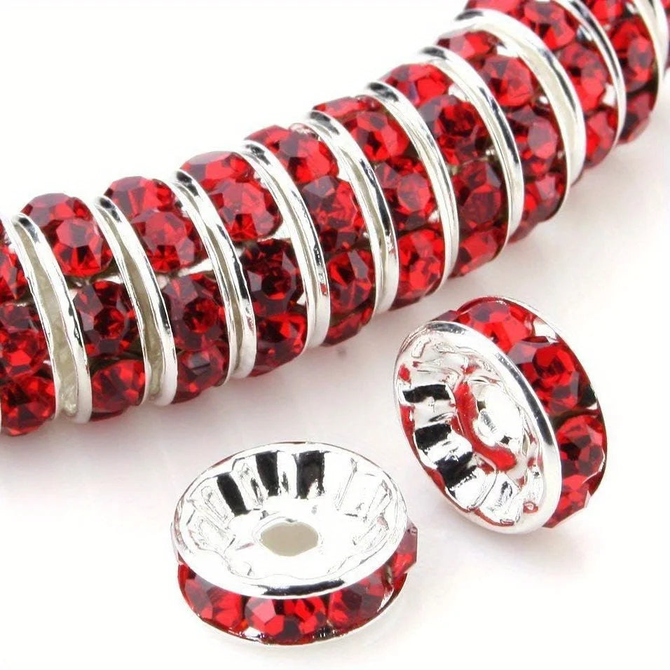 120pcs 8mm Flat Inlaid Rhinestone Spacer Beads