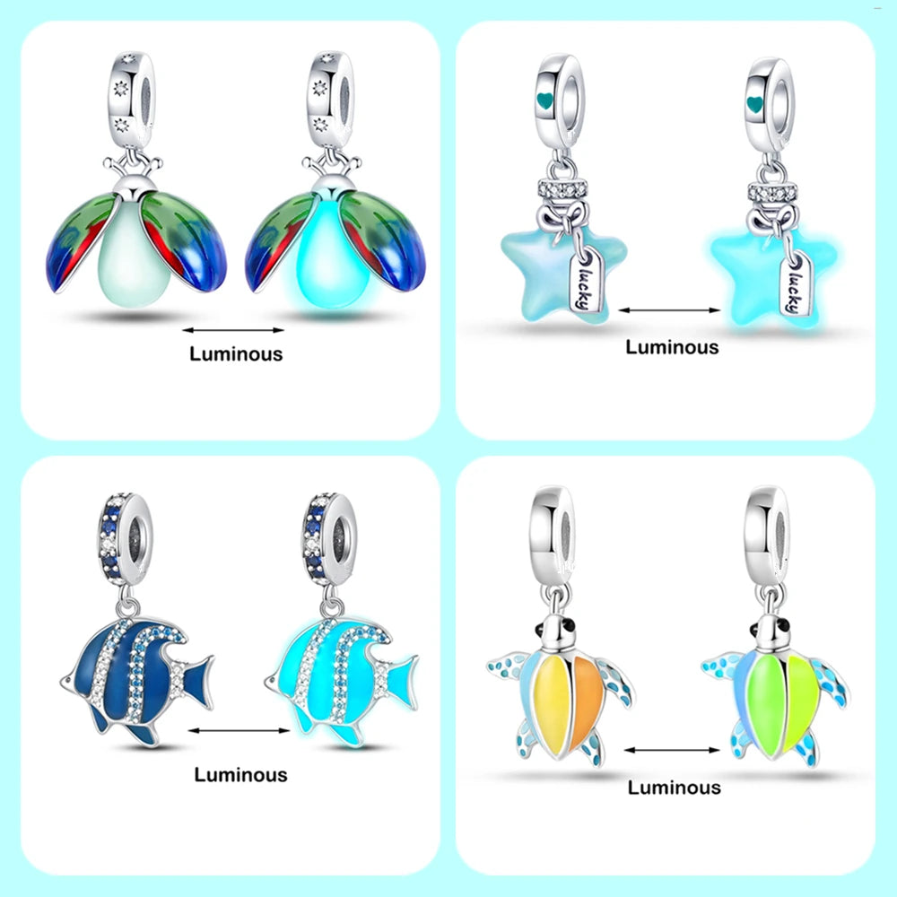 Chameleon, Luminous Firefly & Butterfly Charms
