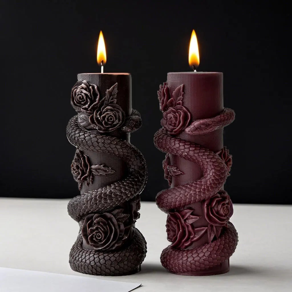 Relief Snake Pillar Candle Mold