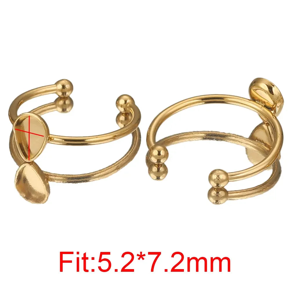 10pcs Adjustable Stainless Steel Open Ring Settings