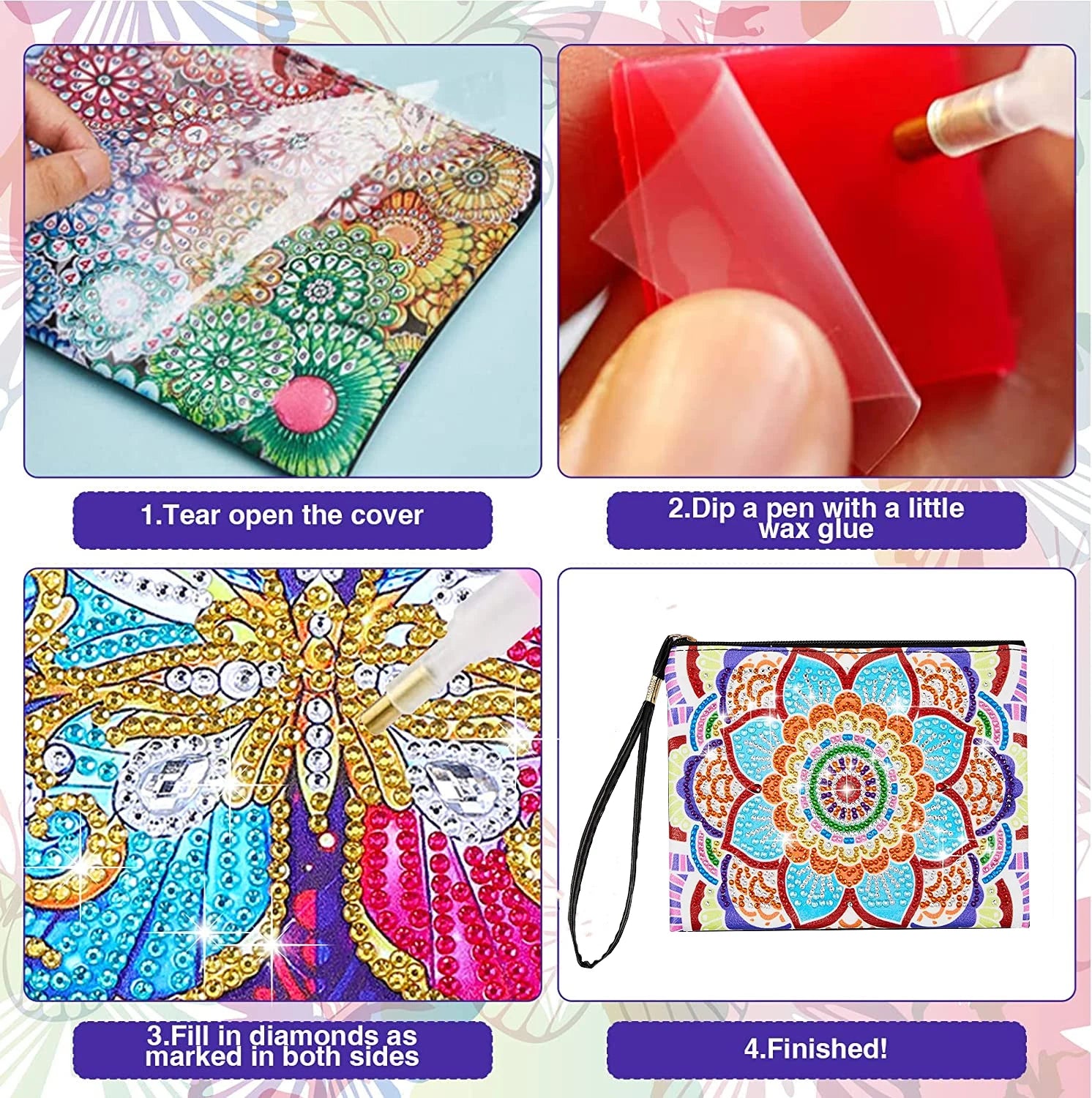 DIY Mandala Diamond Painting PU Leather Purse