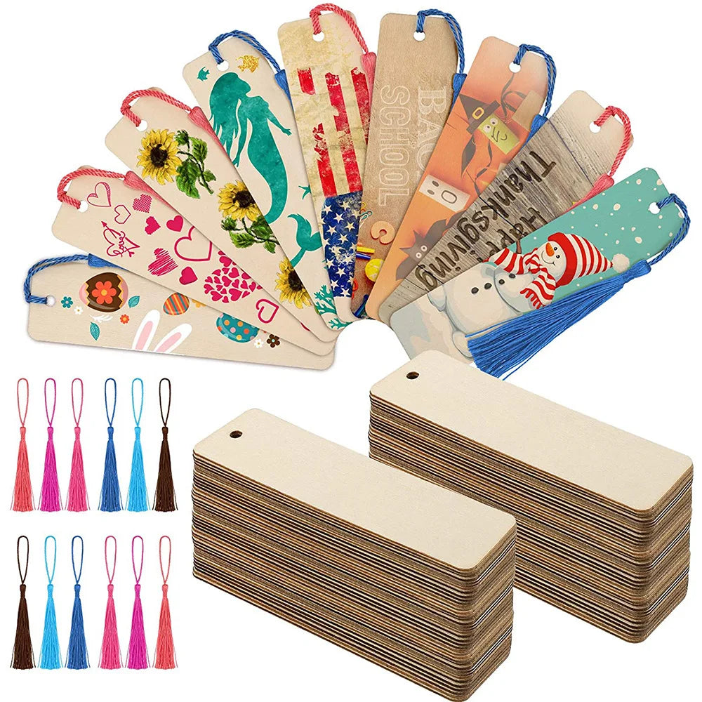 10/20/60pcs Bulk Wooden Bookmarks