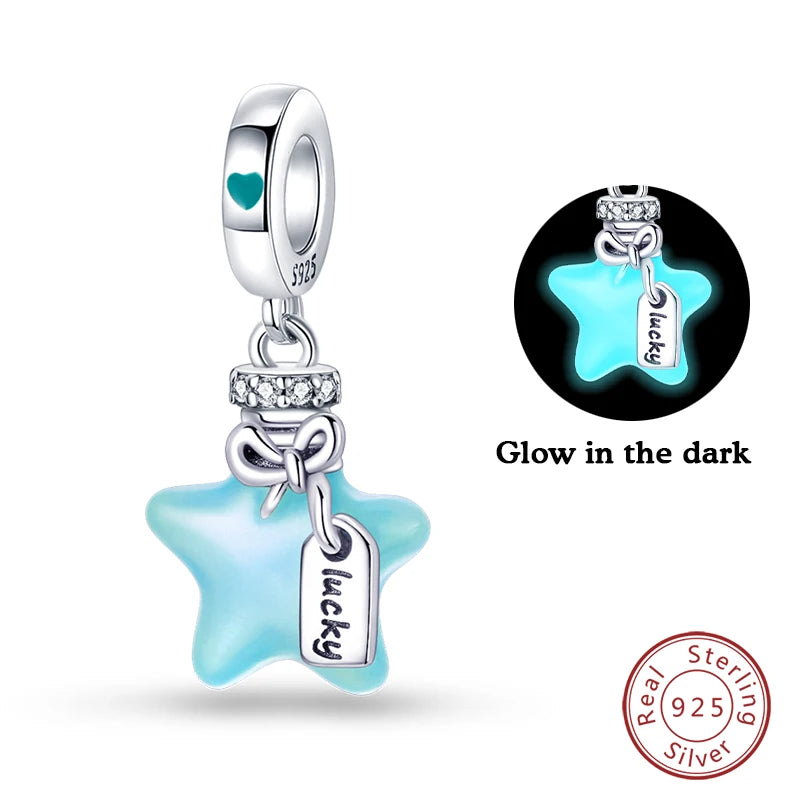 S925 Silver Luminous Firefly & Star Charms (3mm)
