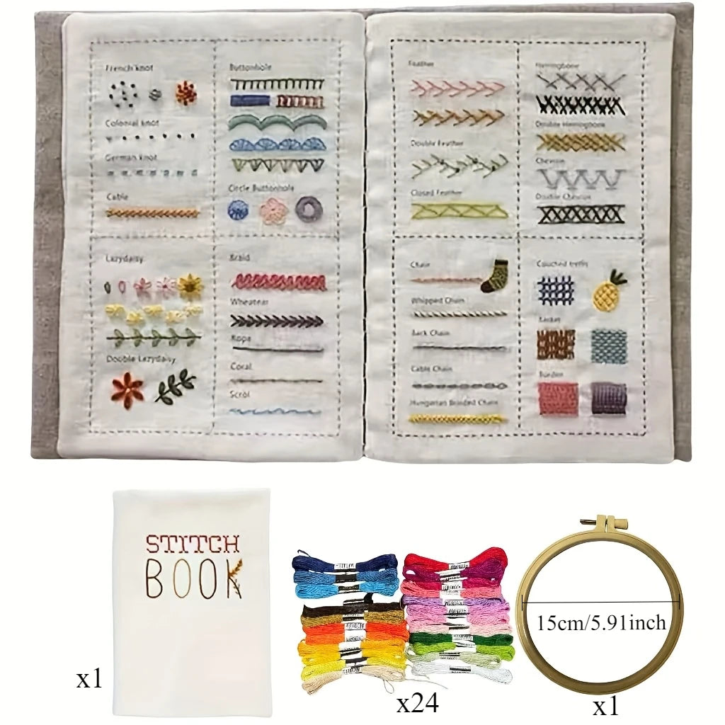 Embroidery Stitch Book Set for DIY Sewing Projects