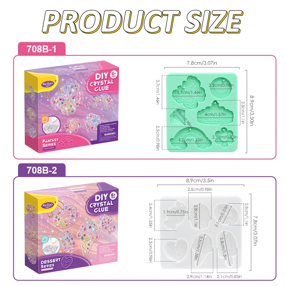 Kids DIY Crystal Glue Keychain Craft Kit