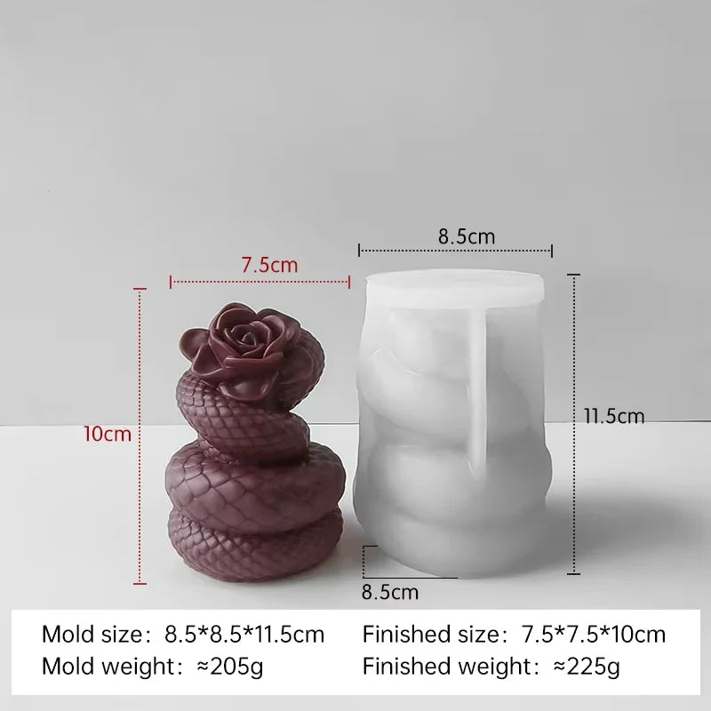 Relief Snake Pillar Candle Mold
