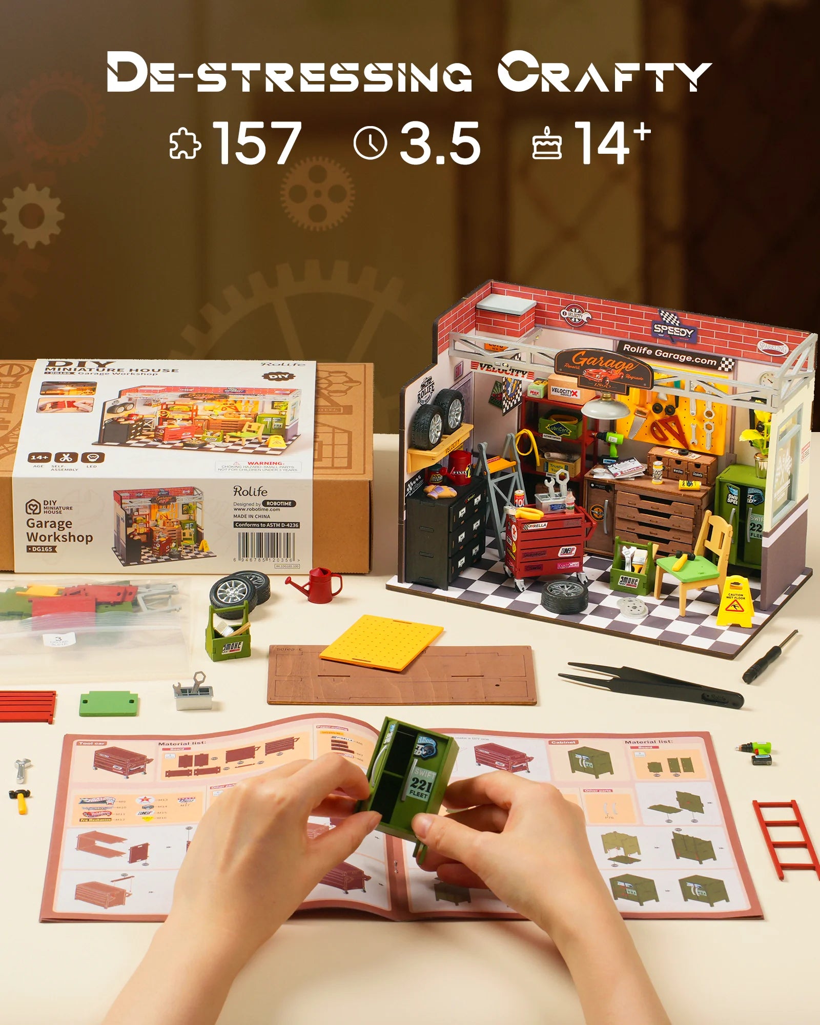 Robotime Rolife DIY Miniature Garage Workshop Dollhouse Kit