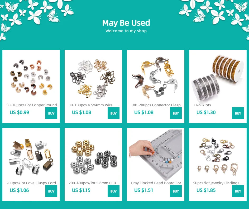 150–500pcs Gold Copper Crimp Tube Beads (1.5–2.5mm)