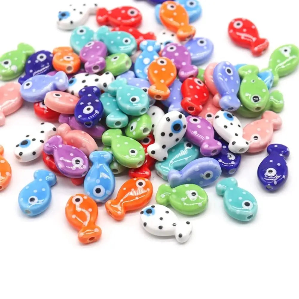 10pcs Handmade Ceramic Small Fish Beads