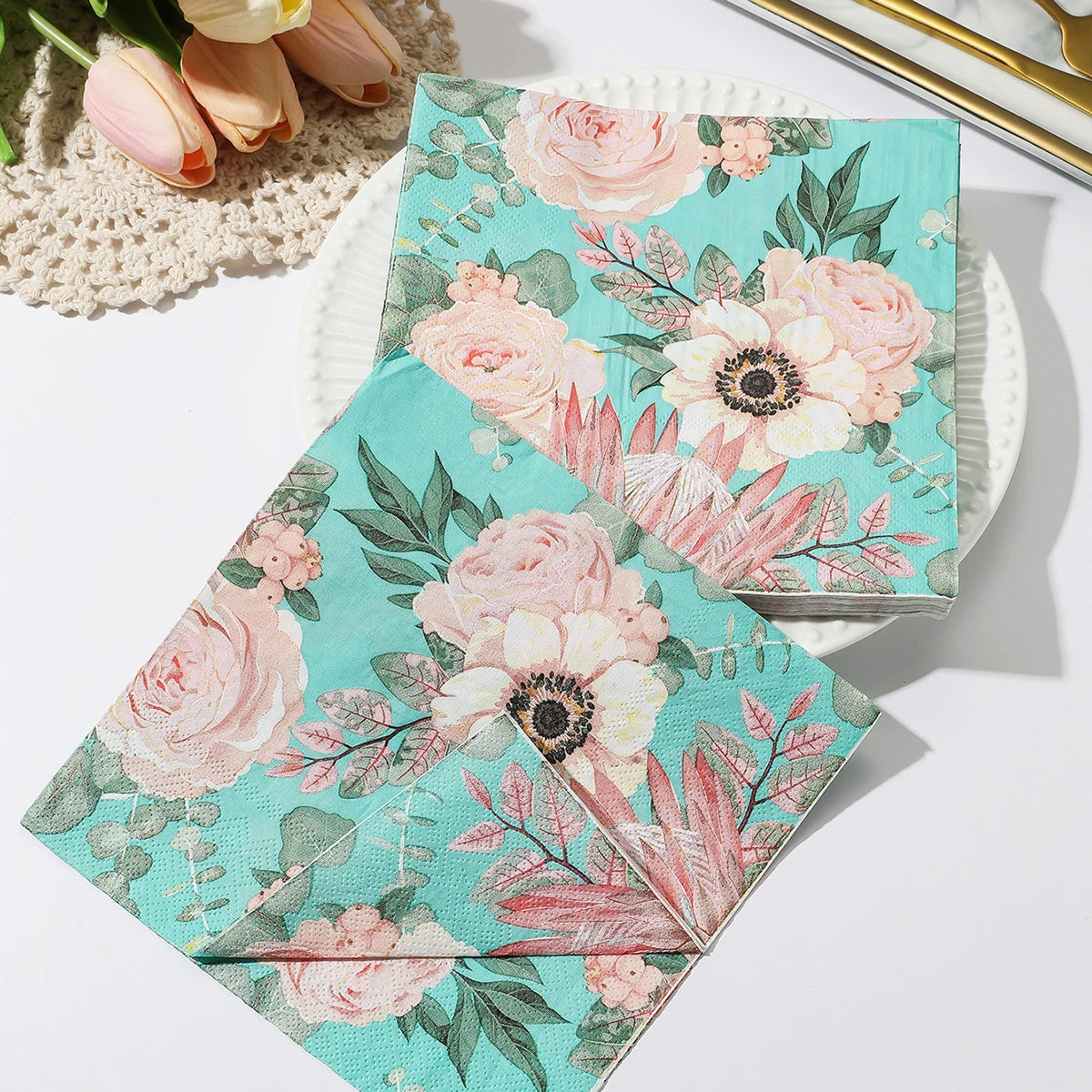 INS Style Floral Paper Napkins