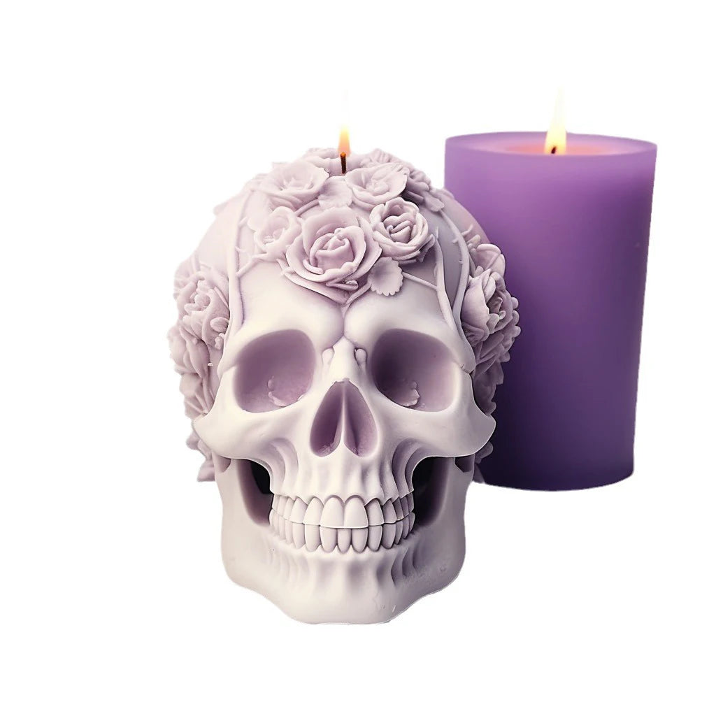 Halloween Rose Skull Candle Mold