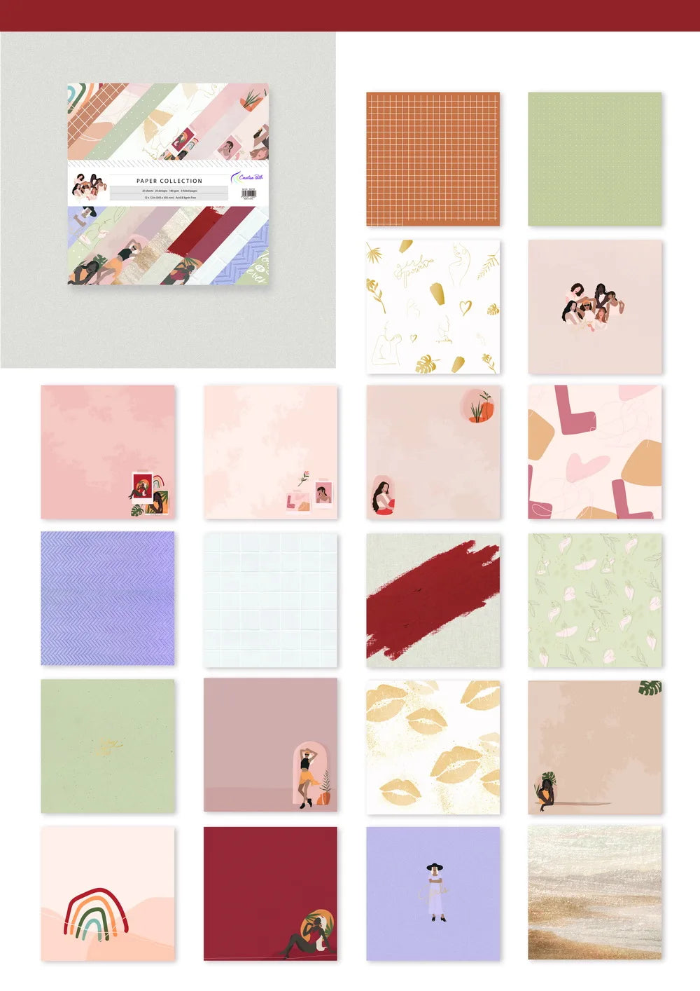 Creative Path 12-Inch Scrapbooking Paper Pack (20 Sheets)