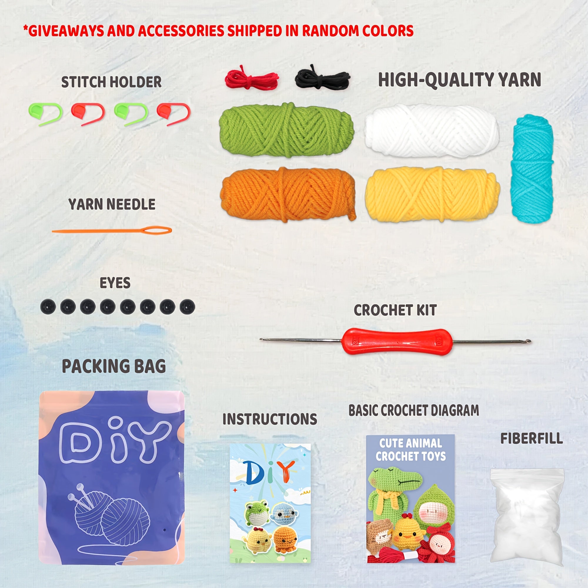 4PCS DIY Crochet Animal Kit for Beginners