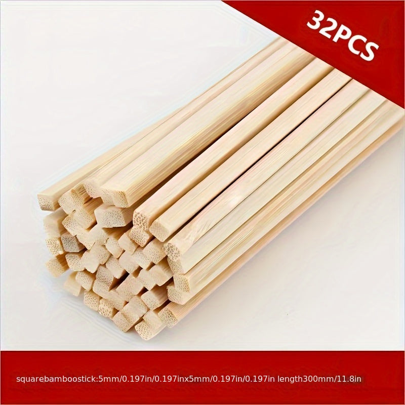 Value Pack 32/64pcs Square Bamboo Craft Sticks