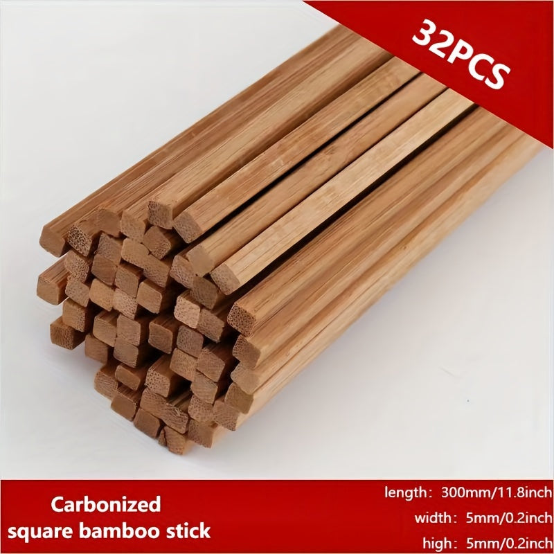Value Pack 32/64pcs Square Bamboo Craft Sticks