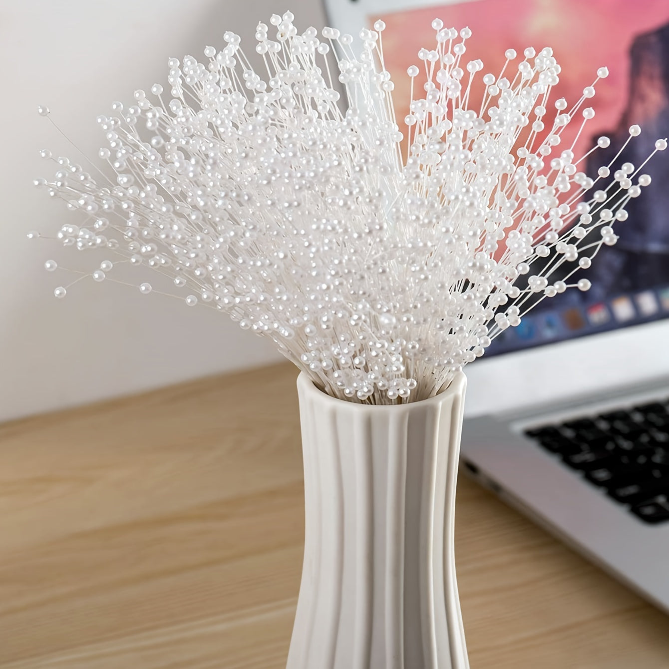 30pcs White Pearl String Sticks